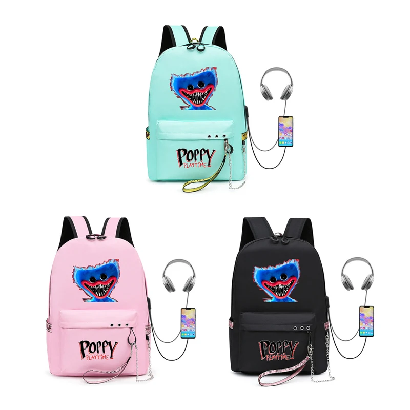 

Game Poppy Playtime USB Charging Backpack Travel Notebook Bag Gift for Kids Students 42x31x14cm Free Shipping