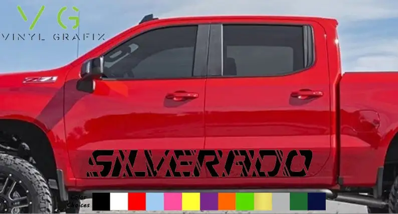 

Chevy Chevrolet Silverado Vinyl Side Decal Sticker Graphics Kit x2 ANY COLOR