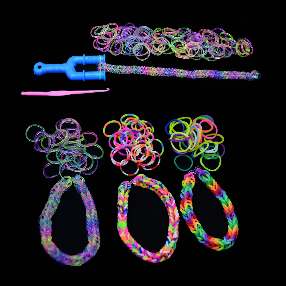 

600 pcs refill! Loom Band Hand-woven Rainbow Weave Children's Arts & Crafts, DIY Toys Three Color Rubber Bands Bracelet