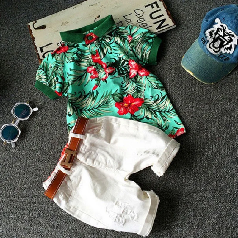 

Korean Boy's Summer Suit Children's Baby Summer Shirt Shorts Two-piece Set Kids Clothes Boys