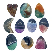 5pcs exquisite natural stone moon shape colored agate pendant 25 55mm charm fashion vintage diy necklace stud earrings jewelry
