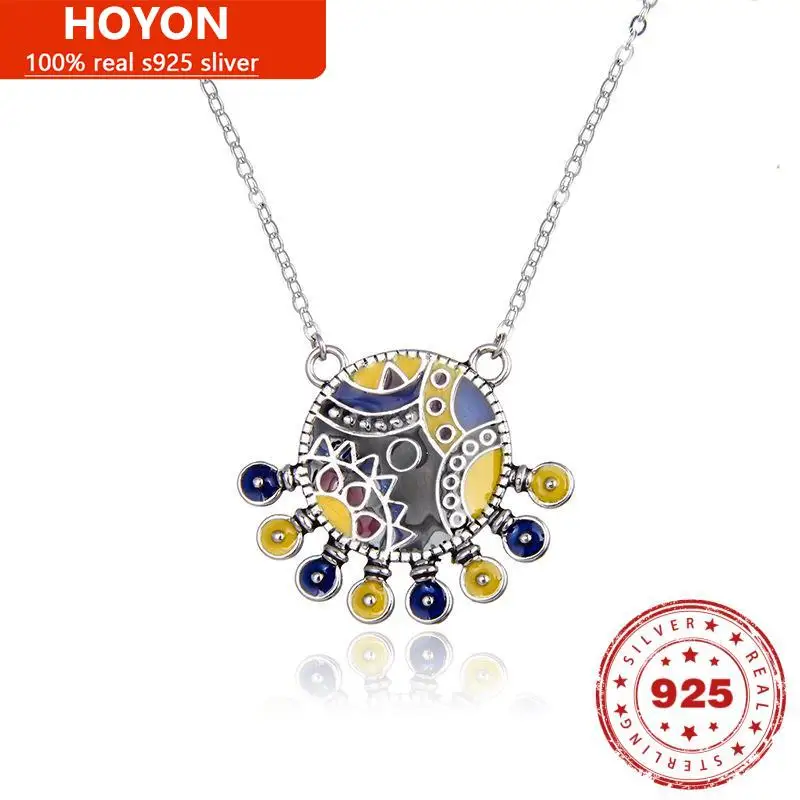 

HOYON silver 925 real 100% Creative Dripping Fashion Pendant Accessory Necklace Ethnic Style Clavicle women's neck chain