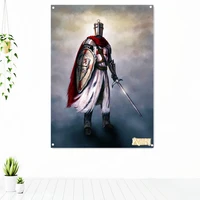 templar knight tapestry wall hangings painting medieval crusaders warrior wallpaper decorative banner flag bar cafe home decor 5