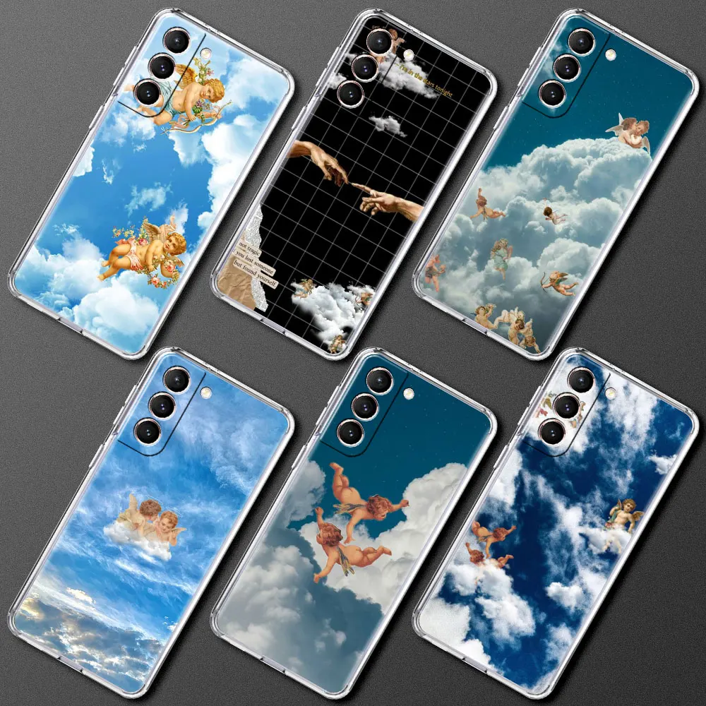 

Angel baby Case For Samsung Galaxy S20 FE S22 S21 Plus S10 S9 Note 20 9 10 Lite Transparent Soft Phone Cover