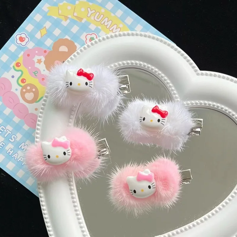 

Hello Kitty Hair Accessories Kawaii Sanrio Anime Girly Heart Cute Cartoon Character Personality Hairpin Toy for Girls