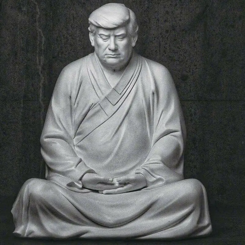 

Новая статуя Будды Трампа сделает вашу компанию великолепной снова, полимерные офисные украшения, Trumps Buddhas