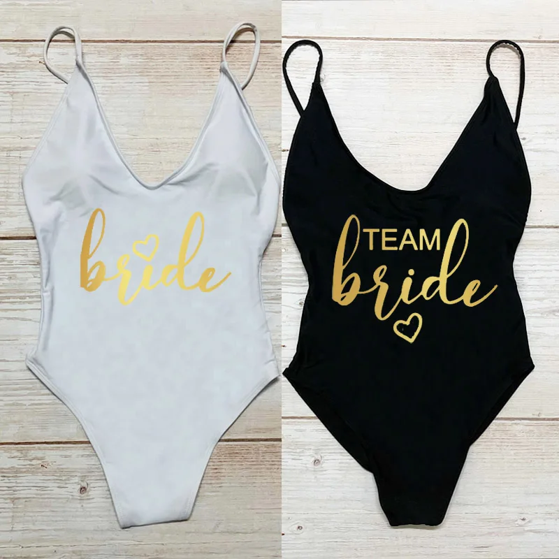 

Sexy Padded Swimsuits Woman Babe One-Piece Swimsuit Bride Swimwear Women Summer Bathing Suit Bachelorette Party Beachwear S-XL