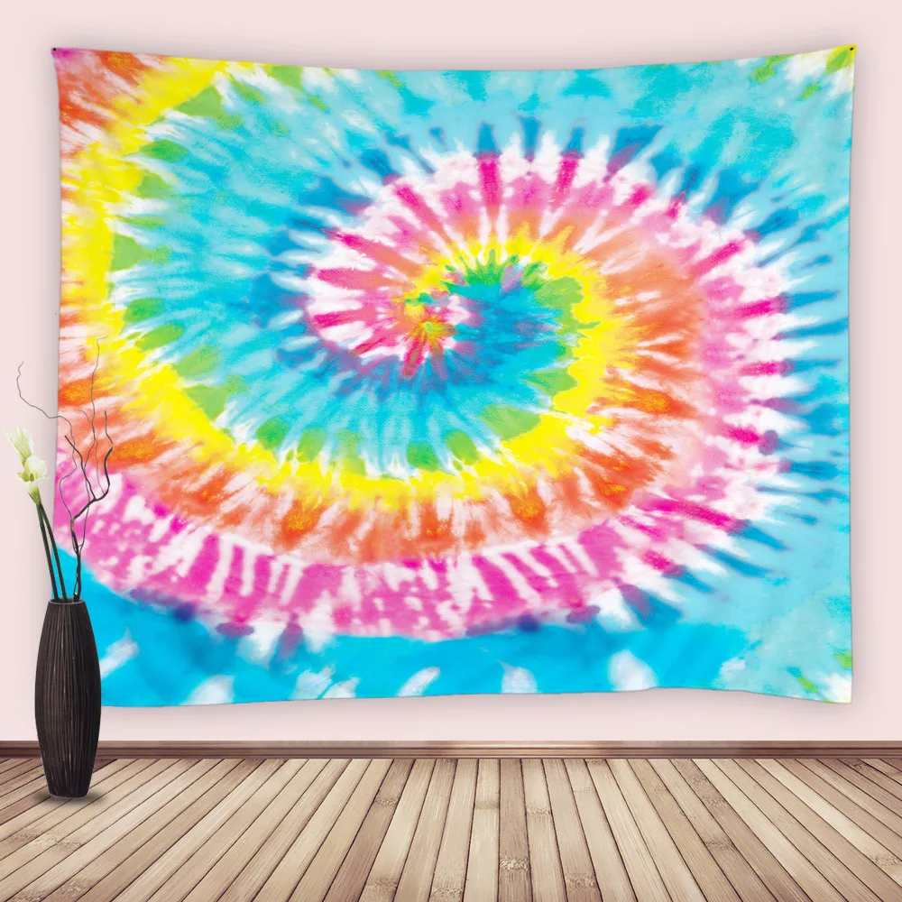 

Watercolor Tie Dye Tapestry Wall Hanging Blanket Rainbow Psychedelic Spiral Art Tapestries Cloth Home Bedroom Living Room Decor