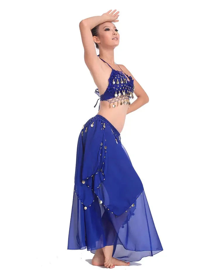 Костюм для восточных танцев Belly Dancing Stage Performance, комплект из 2 предметов: топ-рубашка + юбка, белый цвет (art.: 3920dc3bd381f) - 3920dc3bd381f