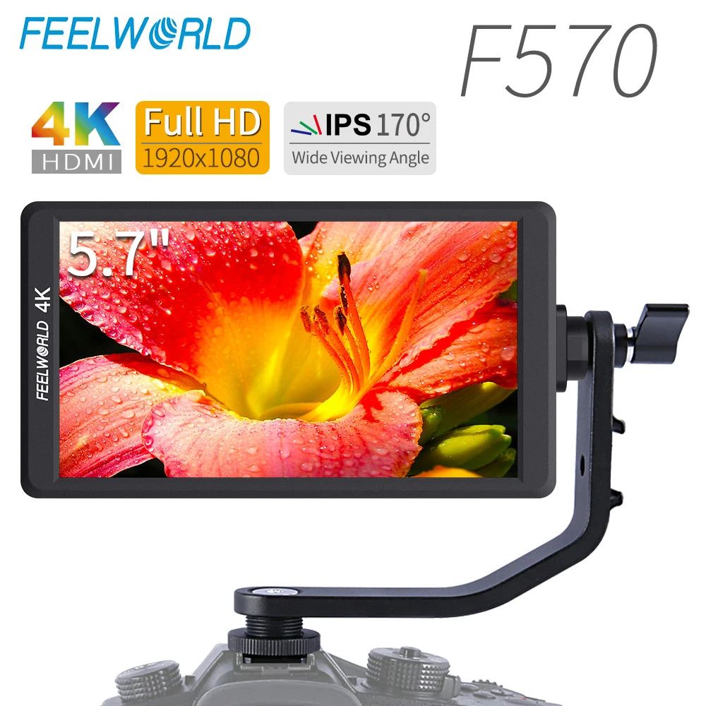 

Feelworld F570 5.7" IPS Full HD 1920x1080 4K HDMI On-camera Field Monitor for Canon Nikon Sony DSLR Camera Gimbal Rig
