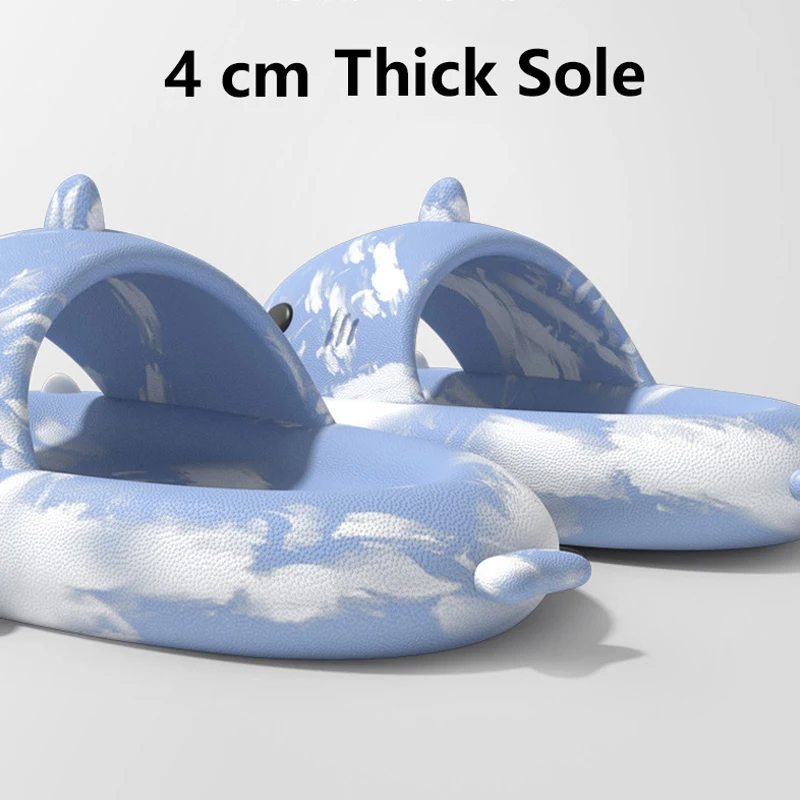 Litfun Platform Shark Slippers For Women Men Summer Fashion Shark Slides Home Couple Thick Soled Non-slip Sandal Beach Flip Flop