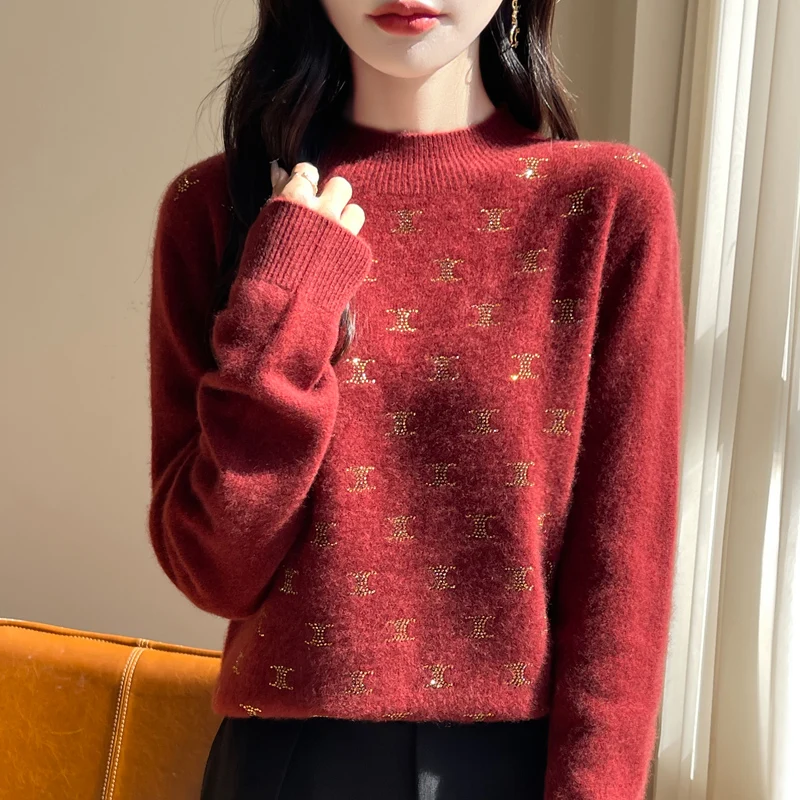 Осень и зима новая женская свободная повседневная трикотажная рубашка из 100%