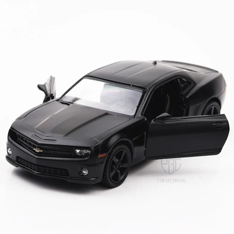 

1/36 Camaro Alloy Diecast Car Model Toy 2 Doors Opened Pull Back Matte Black Cars Birthday Gifts For Children Adult Collections