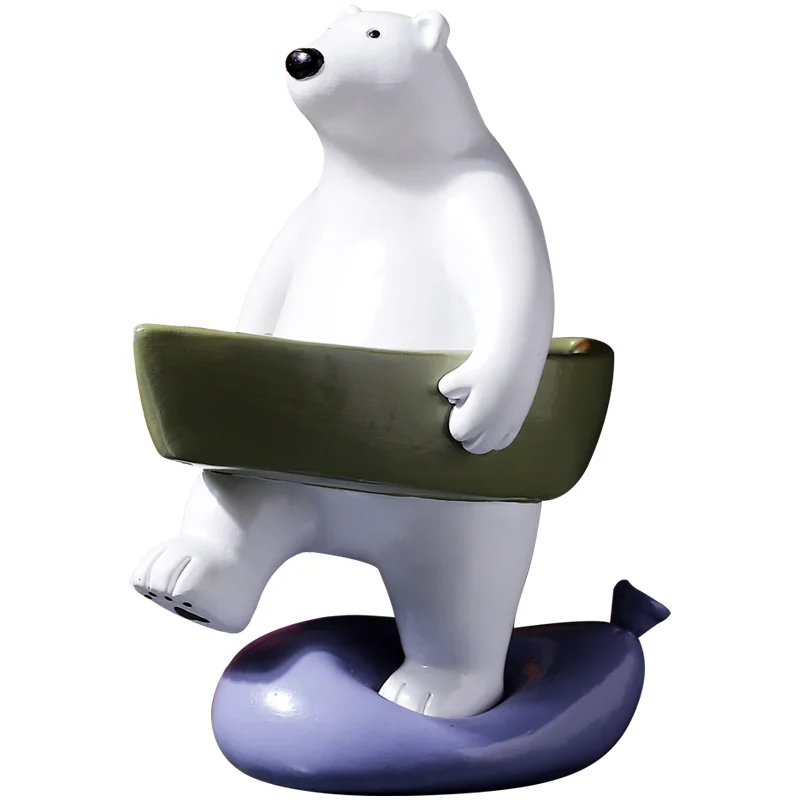 

Polar Bear Modeling Resin Statue Sculpture Home Decoration Ornaments Living Room Wine Cabinet Handicraft Decor