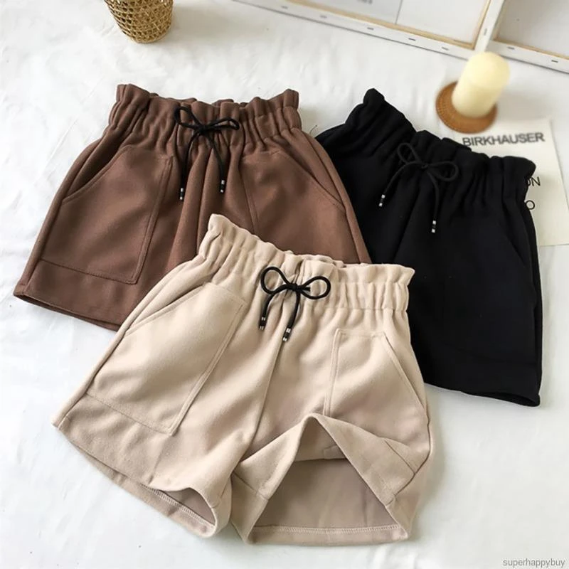 

Women Autumn Thick Shorts Casual Wide Leg High Waist Boots Shorts