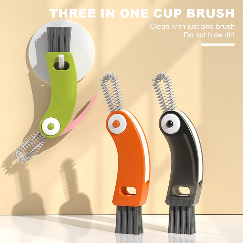 

3 In 1 Cleaning Brush Multifunctional Water Cup Cover Crevice Brush Portable Baby Bottle Cleaner Tool Kitchen Cleaning Brush