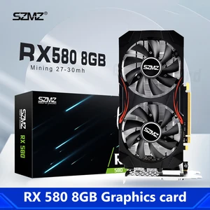 RX 580 Graphics Video Card 1257/1340MHz 8GB Computer Graphics Card 8Pin GDDR5 Radiator Tube for Computer Desktop Game