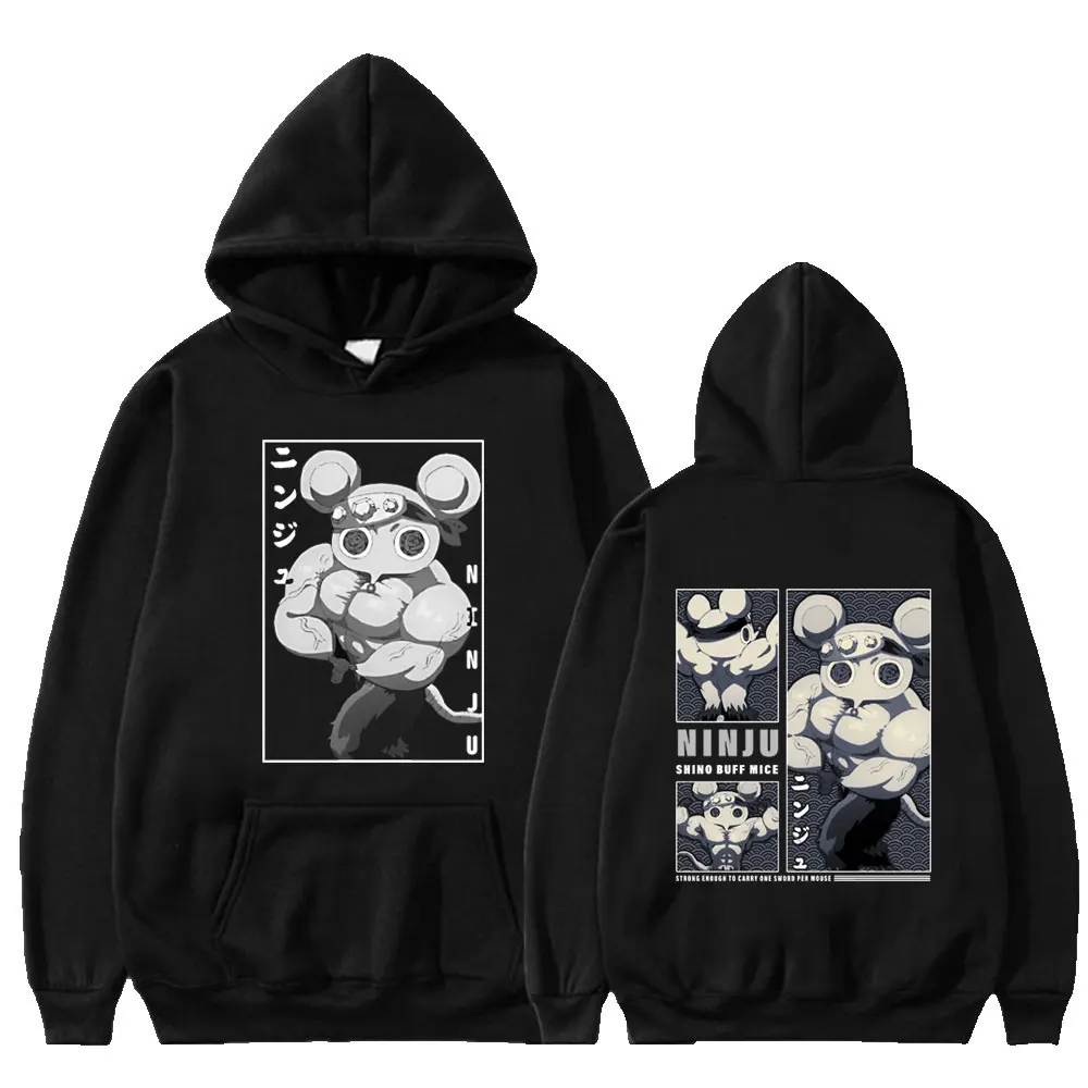 

Anime Demon Slayer Uzui Tengen Graphic Hoodies Funny Muscular Ninja Mice Muki Gym Mouse Hooded Oversized Fleece Loose Streetwear