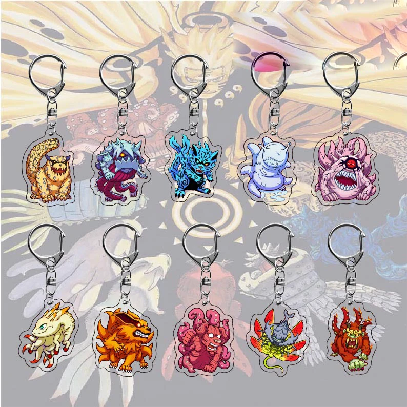 Anime ninja Tailed Beasts biju Shukaku Matatabi Isobu Son Goku Kokuo Saiken Chomei Kurama Gyuki Ten Tails Bunta Acrylic Keychain