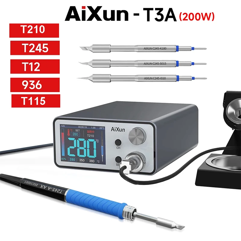 

AIXUN T3A T3B 200W Soldering Station With Electric Soldering Iron T115/T210/T245 /T12/936 Welding Station PCB IC Chips Repair