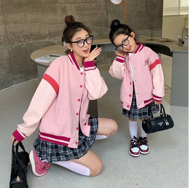

Mum And Son Daughter Matching Jacket 2022 Autumn Baby Girl Boy Bomber Jacket Korean Fashion Women Coat Mother And Child Clothes