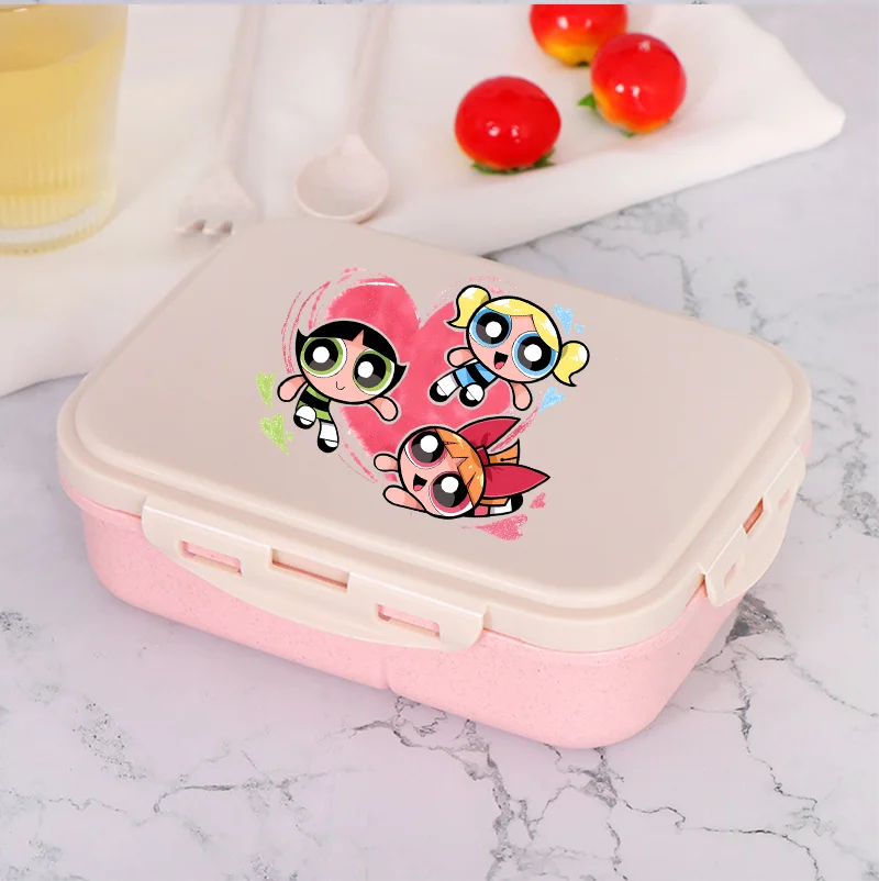 Фото Ланч-бокс Powerpuff Girls Bento, портативные коробки для еды для женщин, милые ланч-боксы для микроволновой печи, контейнер для пикника, контейнер для еды для студентов, подарок №2