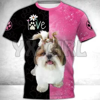 Love Shih Tzu 3D All Over Printed T Shirts Funny Dog Tee Tops shirts Unisex