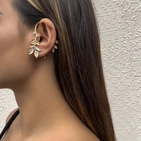 vintage rose flower leaf earrings ladies fashion metal ear clips fake pierced earrings earrings gothic