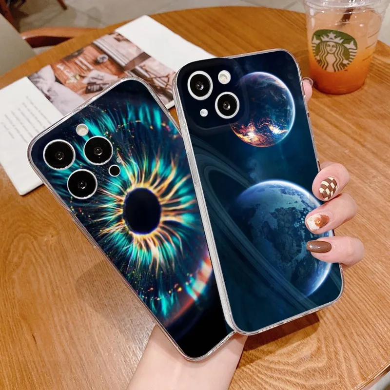 

Saturn Solar system Phone Case FOR IPhone 14 13 12 11 Pro Plus X 13 Pro MAX XR XS MINI Transparent Covers