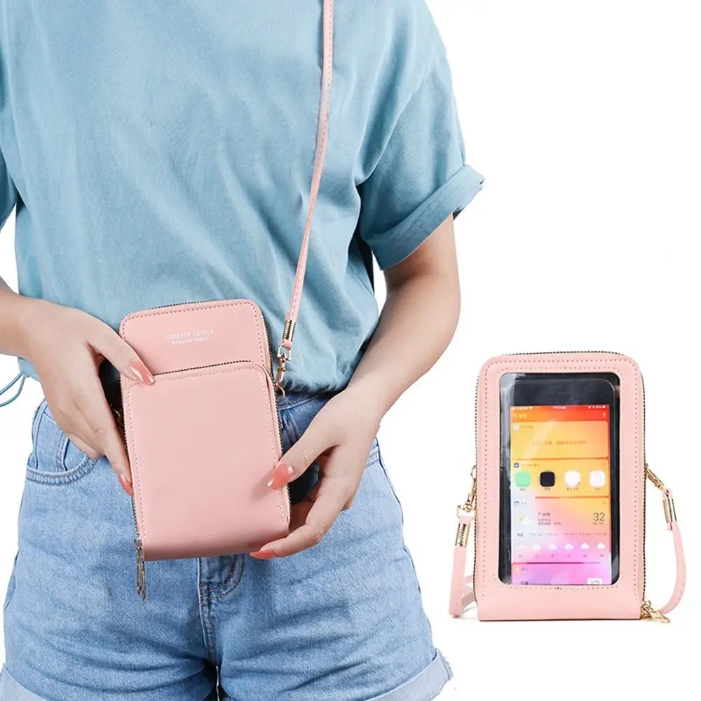 

Card Holder Zipper PU Leather Purse Wallet Crossbody Bag Touch Screen Phone Bag Korean Coin Purse Women Shoulder Bag