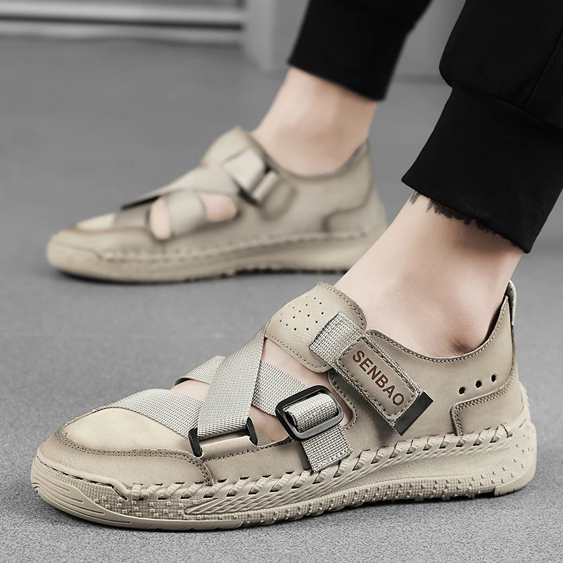 

Hot Sale Summer Men's Sandals Outdoor Non-slip Men's Beach Sandals Genuine Leather Men's Shoes Fashion Men Sneakers casual shoes