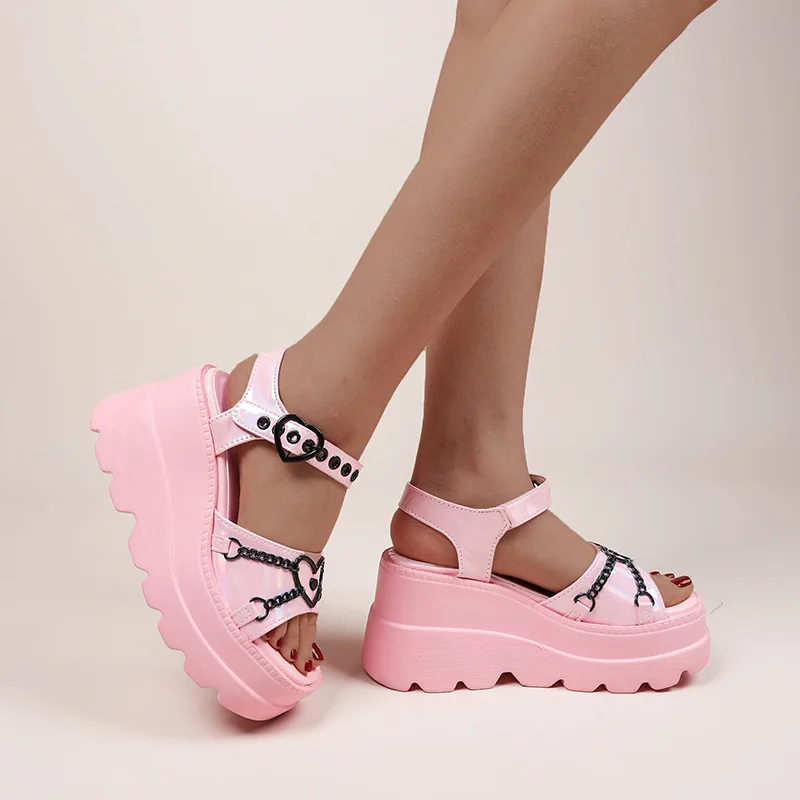 Platform Wedge Sandals for Women Fashion Goth Shoes Female Girls Buckle Strap Comfy Casual High Heel Bran New 2022 Summer Sale