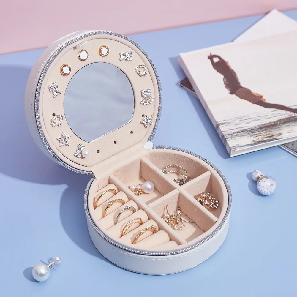 

Коробка для хранения ювелирных украшений с круглым зеркальным покрытием