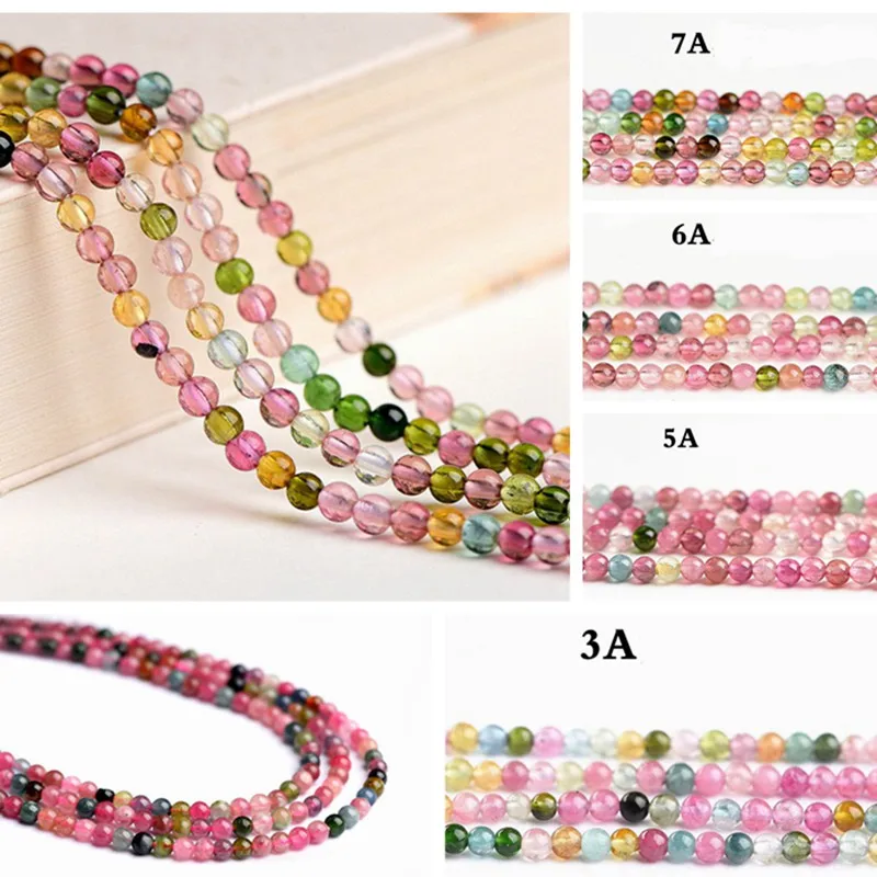 

Натуральные маленькие турмалиновые камни, разноцветные гладкие круглые бусины россыпью, бусины для разделения «сделай сам», 38 см sk208