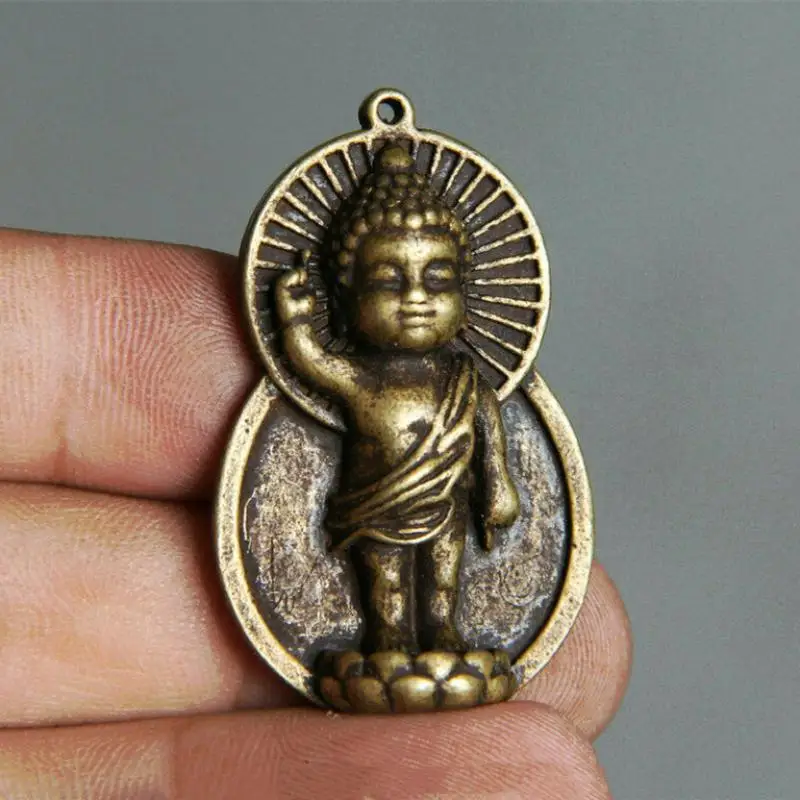 

1,6 "Старый тибетский буддизм, бронзовый Copper Шакьямуни Амитабха Будда подвеска, амулет