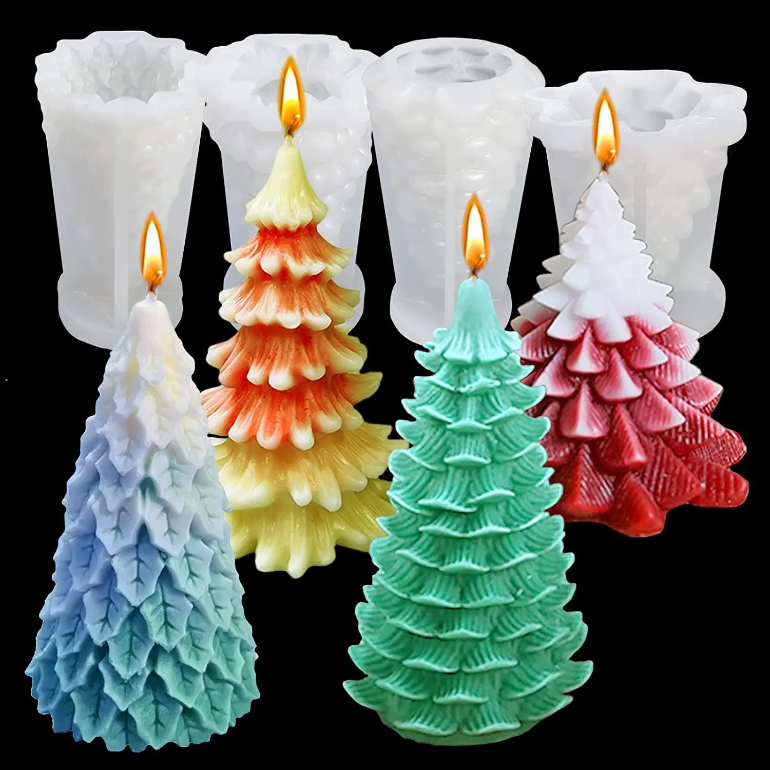 

Большая силиконовая форма 3D в виде рождественской елки, свечи, «сделай сам», для ароматерапии, гипса, мыла, смолы, льда, выпечки, сосны, форма ...