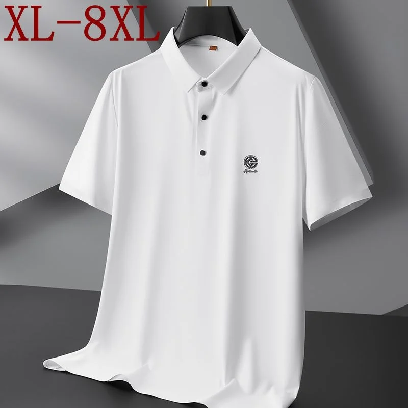 

7XL 8XL 6XL 2023 New Summer Ice Silk Breathable Mens Polo Shirts High End Business Male Tshirts Oversized Loose Polos Homme