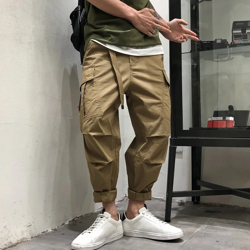 

HOUZHOU Green Cargo Pants Men Hip Hop Oversize Cropped Trousers Male Jogging Techwear Sweatpants Hippie Streetwear Hip Hop