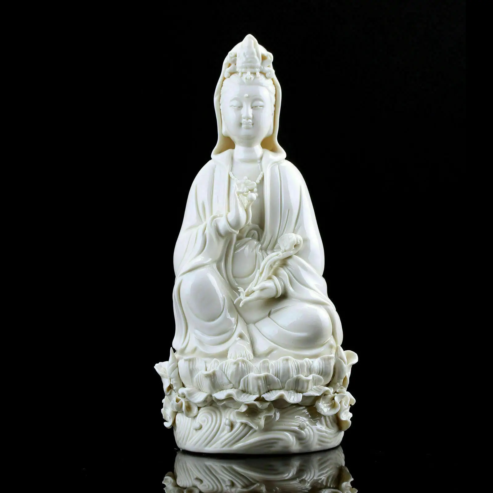 

Китайский фарфор Dehua фарфоровый Лотос Kwan-yin Guan Yin статуя богини боддхисаттвы