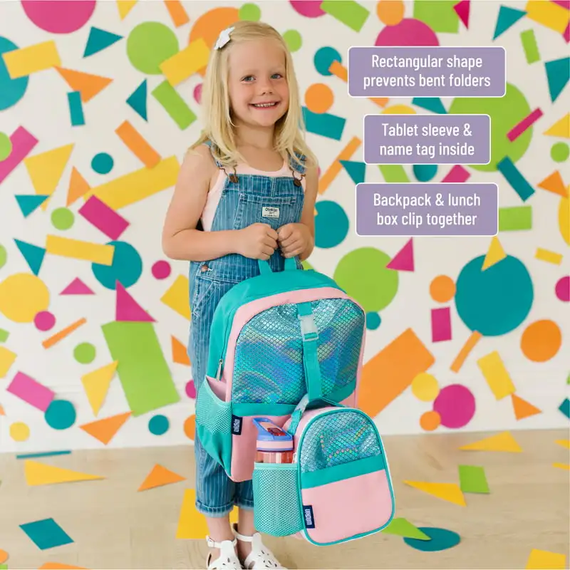 

Pack-It-All 15 Inch School & Travel Backpack in Pink for Girls, Front strap for attaching 's Clip-in Lunchbox, Generously sized