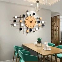 wooden wall clock large mural modern design creative hanging watch silent single side decor wall background living room clocks