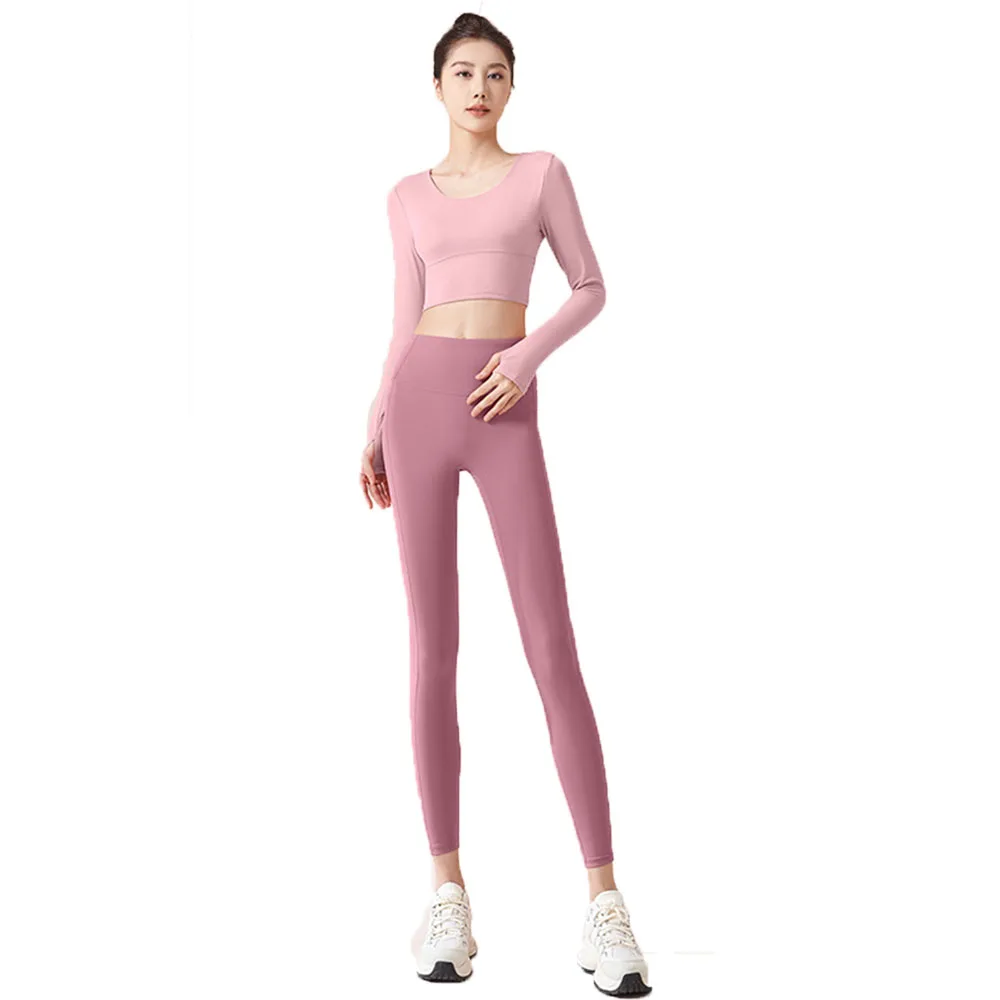 

Женский комплект из 2 предметов, тренировочные спортивные бесшовные леггинсы с высокой талией и спортивный бюстгальтер, мягкая одежда для спортзала