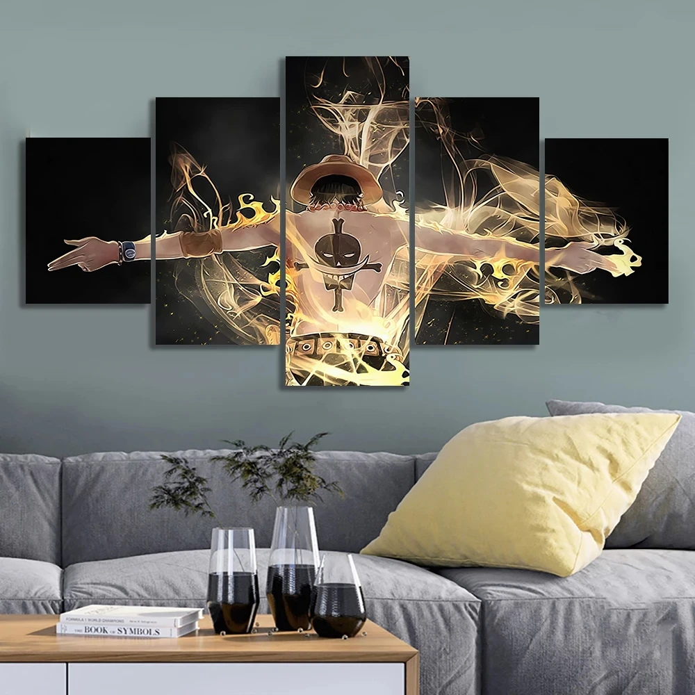 

Домашний декор, холст, японское аниме, настенный художественный плакат, 5 панелей, персонаж гостиной, один персонаж, Ace, HD картина, аниме плака...