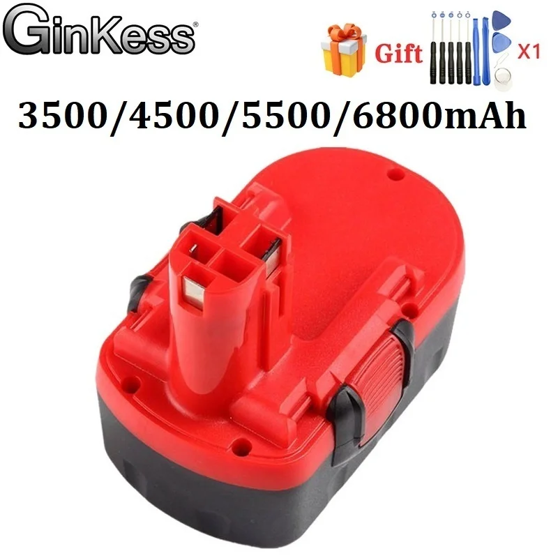 

GinKess 6800/5500/4500/3500mAh For Bosch 18V Battery 2607335266 2607335278 2607335536 BAT025 BAT026 BAT160 BAT181 BAT189 Battery