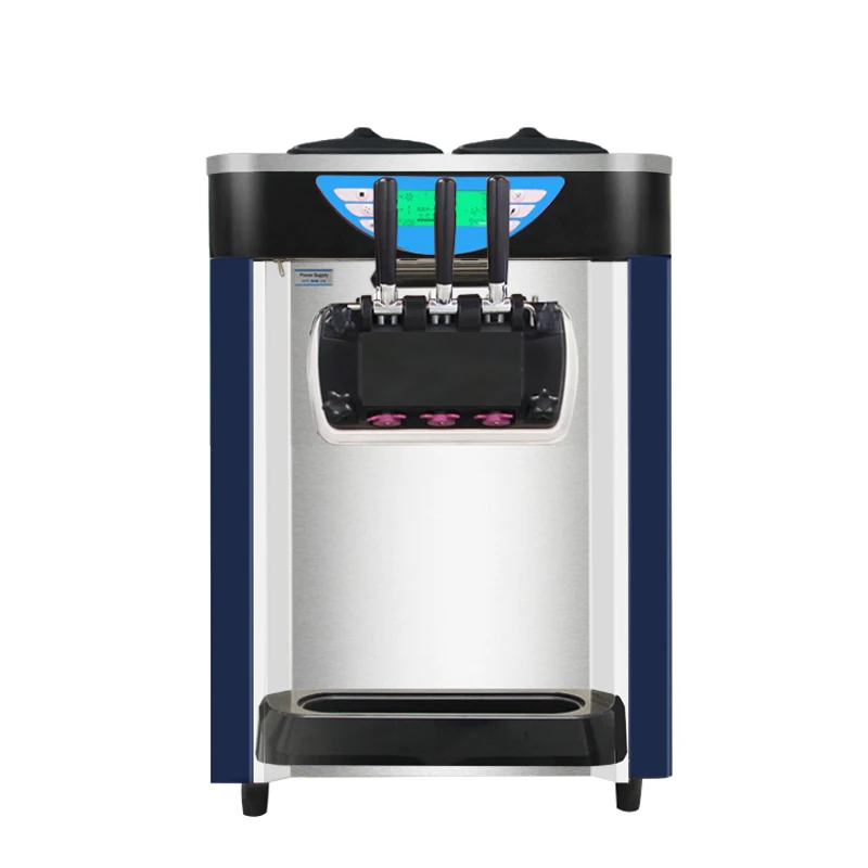

Commercial Electric Desktop Stainless Steel Ice Cream Machine Automatic 3 Flavor Sweet Soft Ice Cream Maker with High Capacity
