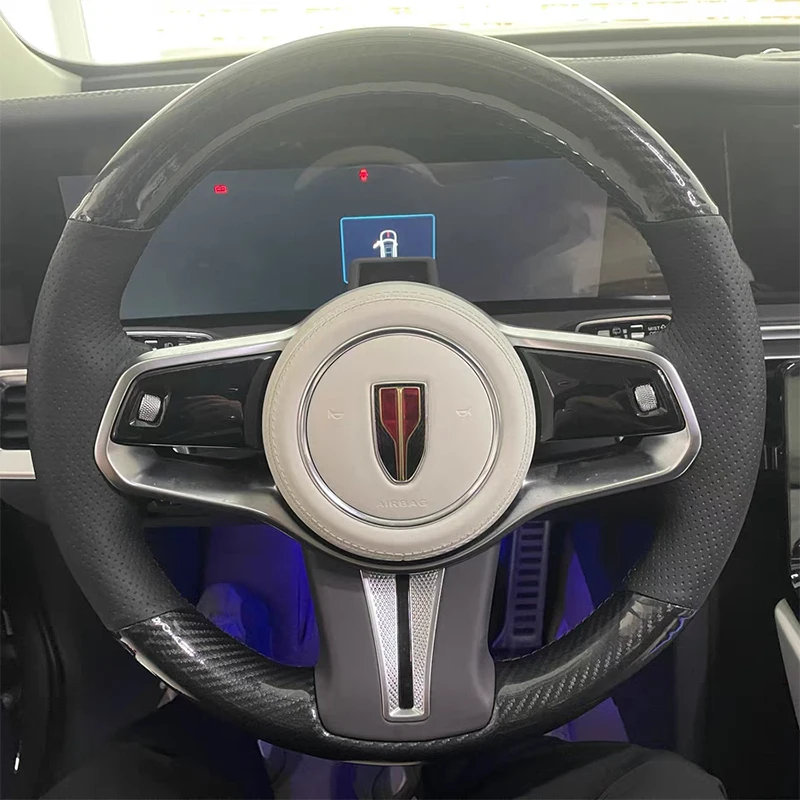 

For Hongqi H9E-HS9 HS7/HS5 H5/H7 DIY customized leather carbon fiber hand sewn steering wheel cover