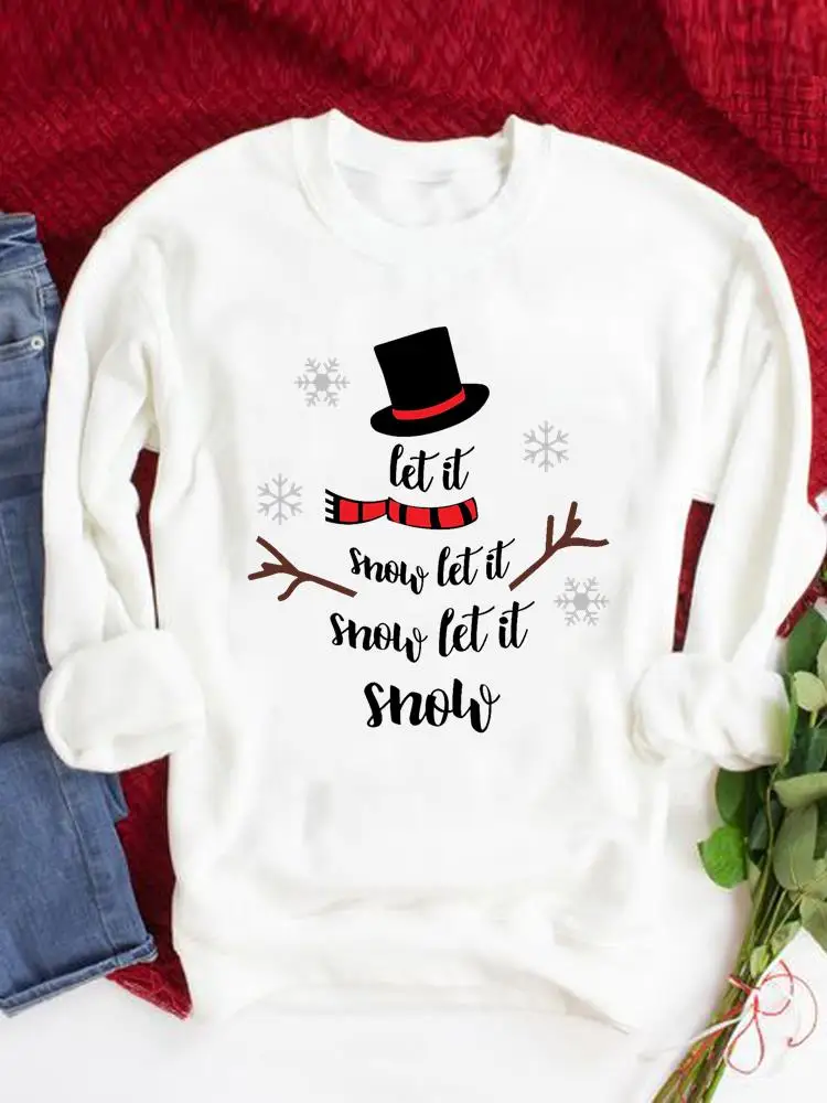 

Snow Winter Season Lovely Style Happy New Year Women Print Pullovers Merry Christmas Graphic Sweatshirts O-neck Fashion Clothing