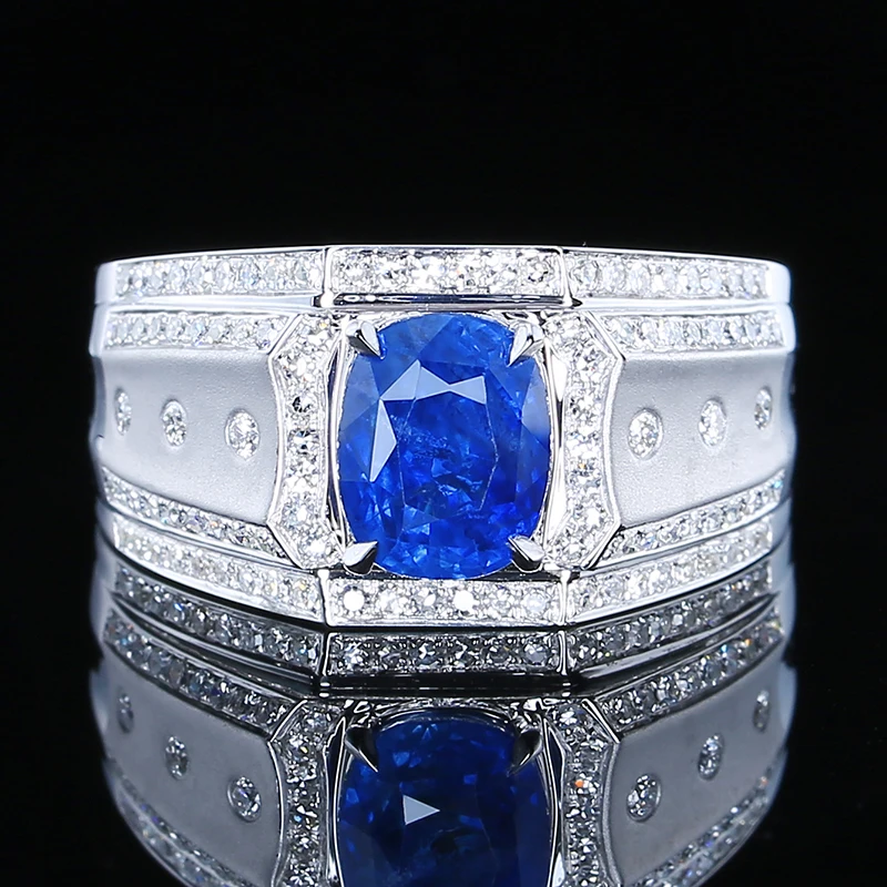 Мужское кольцо с натуральным сапфиром