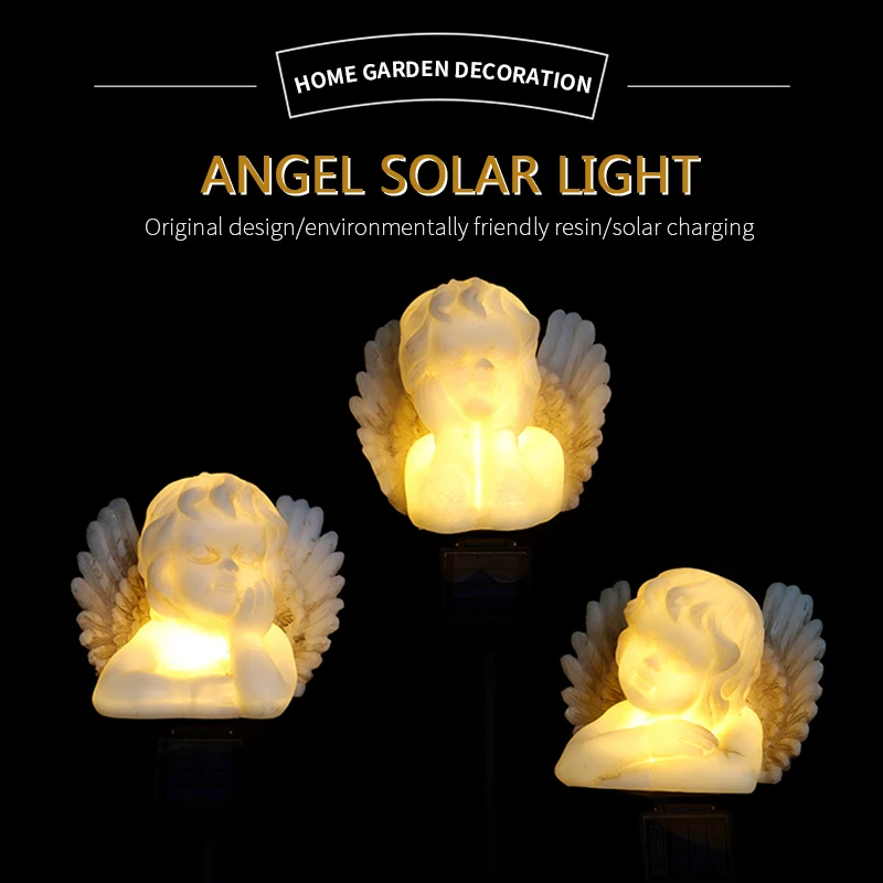 

Solar Powered Angel Cherub Lights LED Lantern Garden Yard Patio Art Outdoor Decoration Waterproof Garden Landscape Stake Lamp