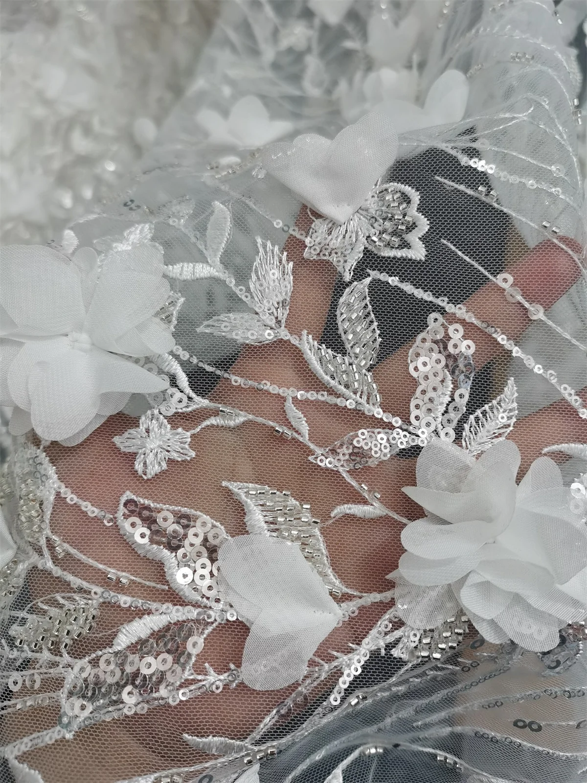 Белоснежная 3d цветочная кружевная ткань свадебное платье роскошная африканская